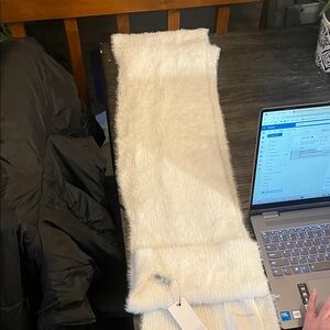 Calvin Klein Soft White Faux Fur Scarf